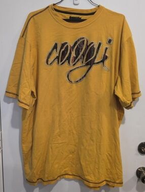Coogi Men's Yellow Heavyweight Short-Sleeve Graphic Tee Size 4XL